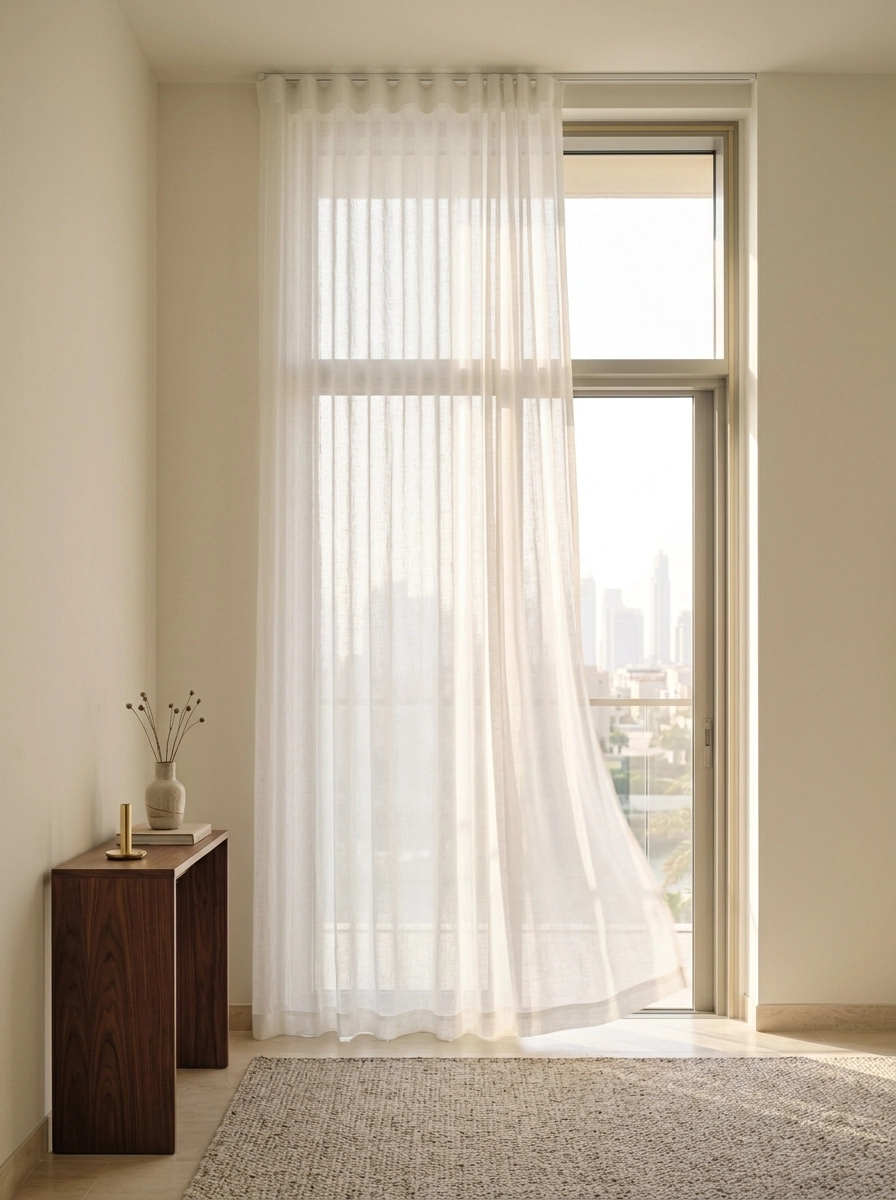 White sheer curtains glowing with sunlight