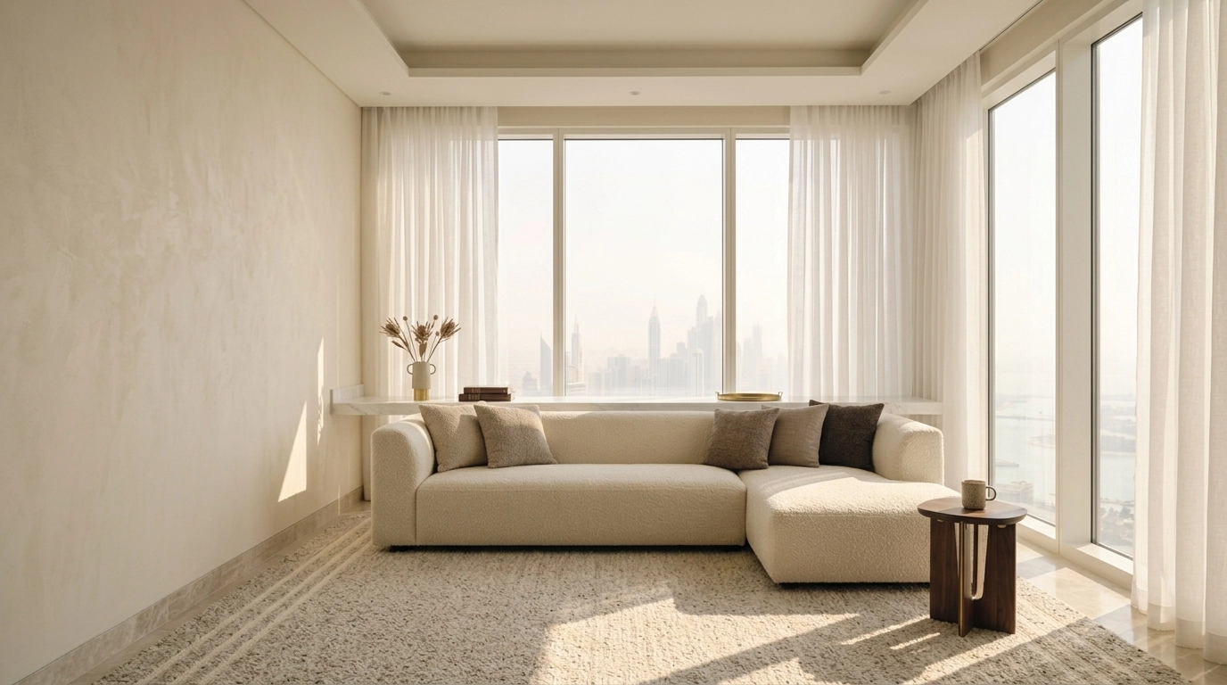 White sheers in a living room